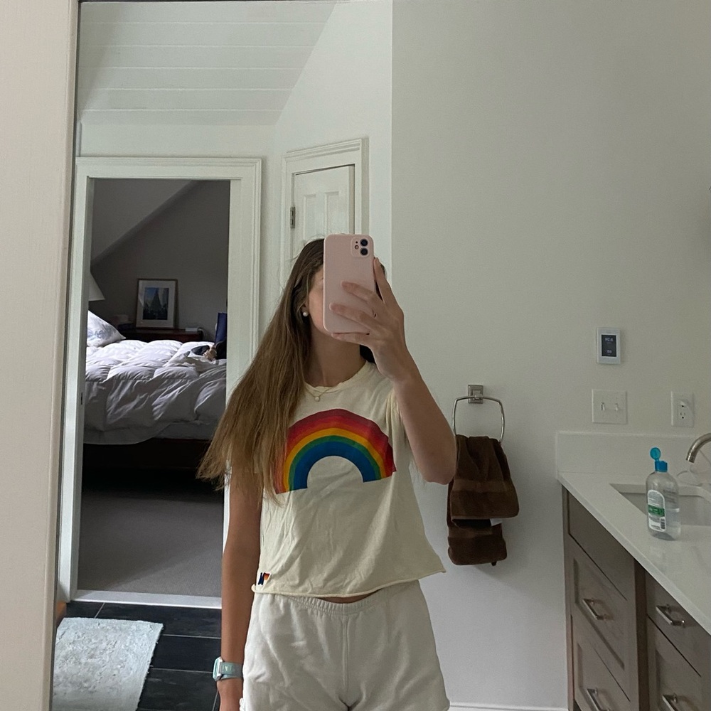 Aviator Nation Cream Rainbow Tee